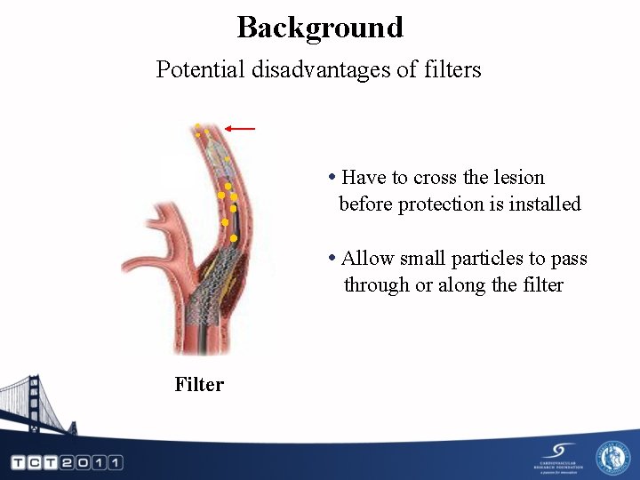 Background Potential disadvantages of filters • Have to cross the lesion before protection is