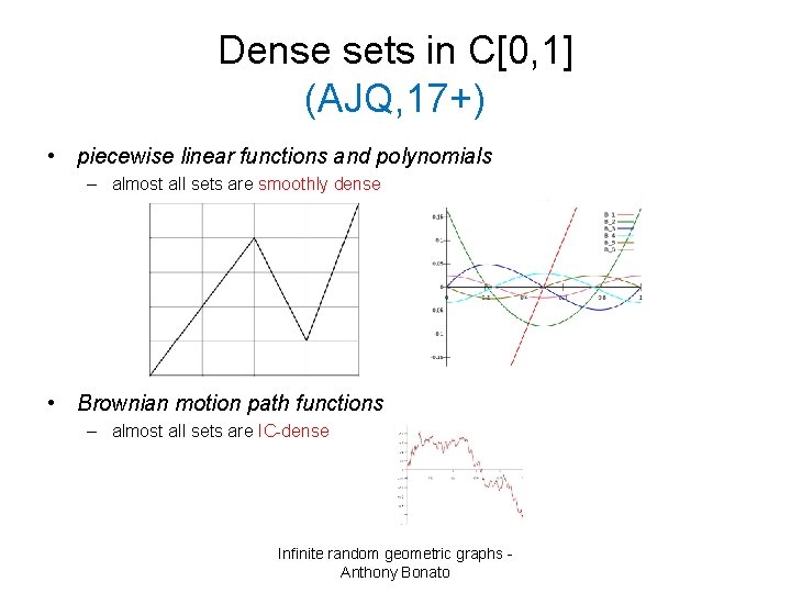 Dense sets in C[0, 1] (AJQ, 17+) • piecewise linear functions and polynomials –