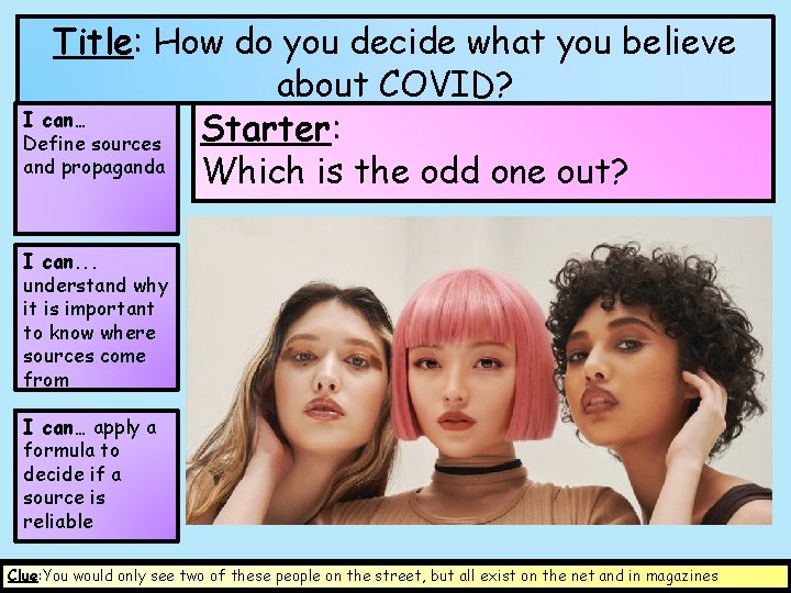 Title: How do you decide what you believe about COVID? I can… Starter: Define