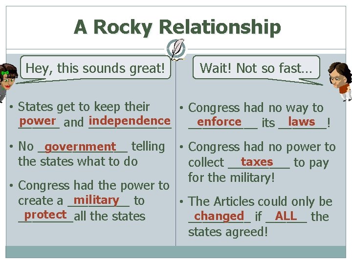 A Rocky Relationship Hey, this sounds great! Wait! Not so fast… • States get