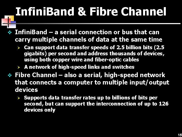 Infini. Band & Fibre Channel v Infini. Band – a serial connection or bus