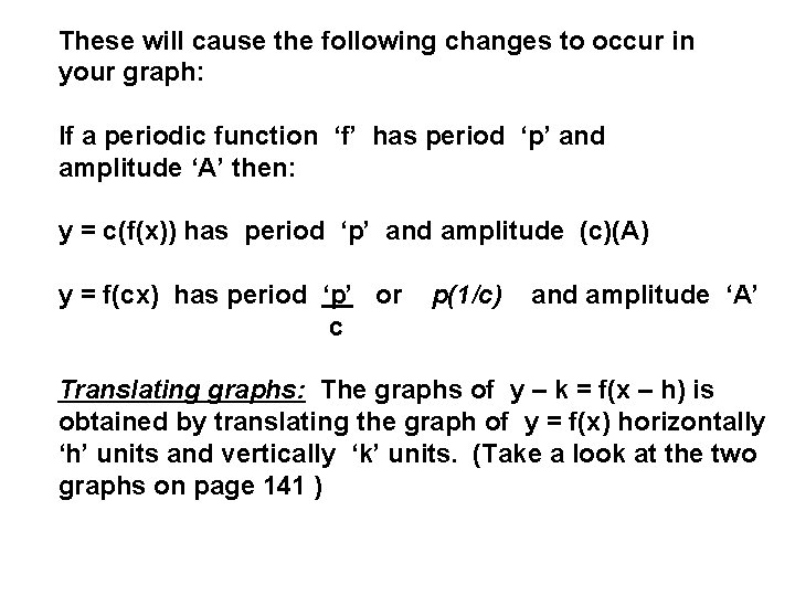 These will cause the following changes to occur in your graph: If a periodic