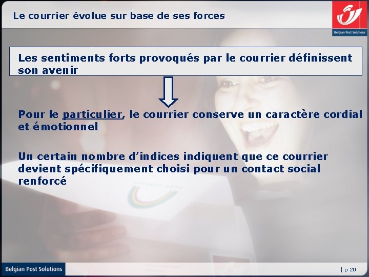 Le courrier évolue sur base de ses forces Les sentiments forts provoqués par le