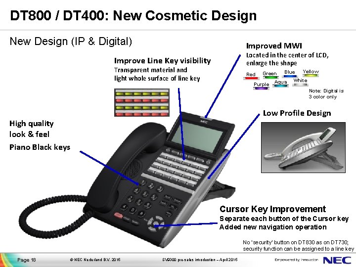 DT 800 / DT 400: New Cosmetic Design New Design (IP & Digital) Improved