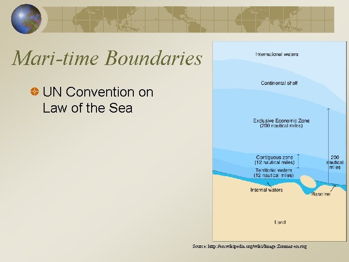 Mari-time Boundaries UN Convention on Law of the Sea Source: http: //en. wikipedia. org/wiki/Image: