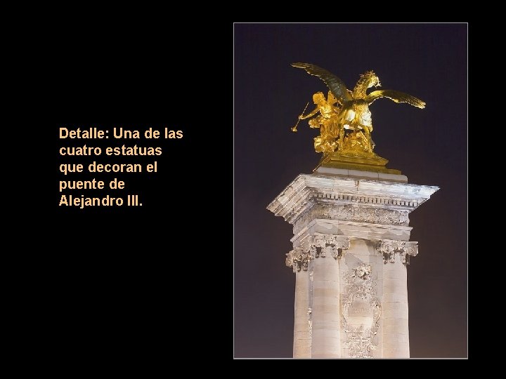 Detalle: Una de las cuatro estatuas que decoran el puente de Alejandro III. 