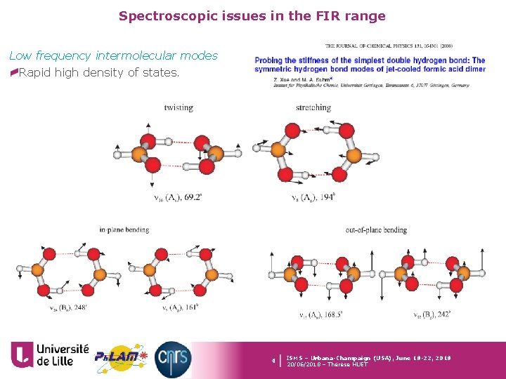 Spectroscopic issues in the FIR range Low frequency intermolecular modes Rapid high density of