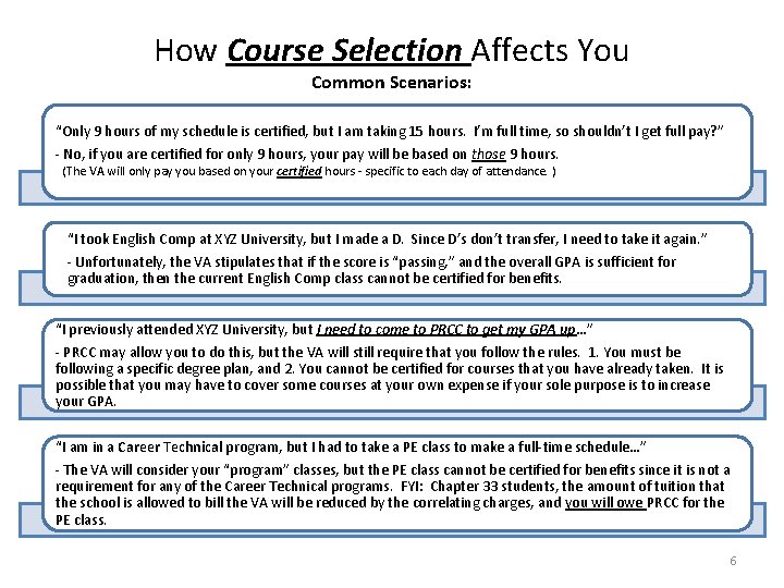 How Course Selection Affects You Common Scenarios: “Only 9 hours of my schedule is