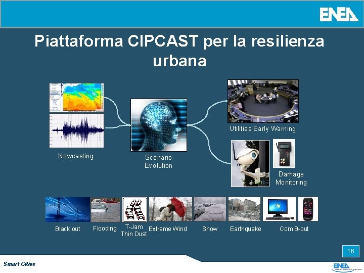 Piattaforma CIPCAST per la resilienza urbana Utilities Early Warning Nowcasting Scenario Evolution Damage Monitoring