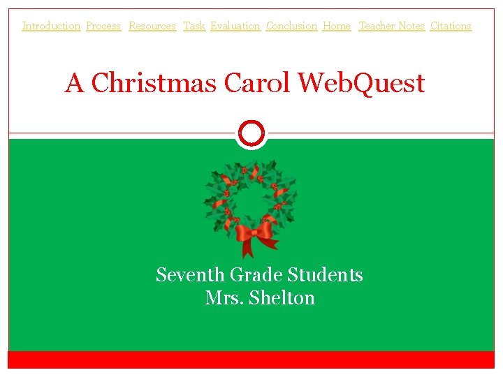 Introduction Process Resources Task Evaluation Conclusion Home Teacher Notes Citations A Christmas Carol Web.