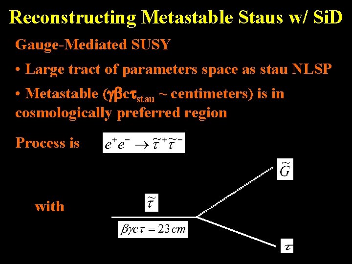 Reconstructing Metastable Staus w/ Si. D Gauge-Mediated SUSY • Large tract of parameters space