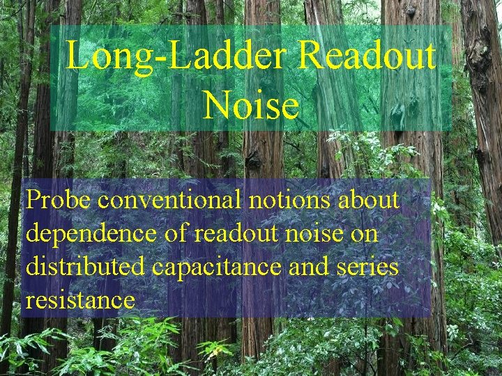 Long-Ladder Readout Noise Probe conventional notions about dependence of readout noise on distributed capacitance