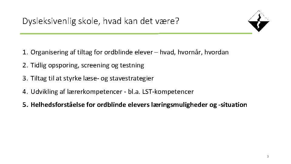 Dysleksivenlig skole, hvad kan det være? 1. Organisering af tiltag for ordblinde elever –