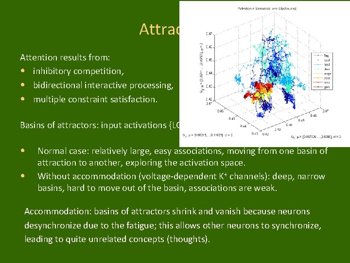 Attractors Attention results from: • inhibitory competition, • bidirectional interactive processing, • multiple constraint