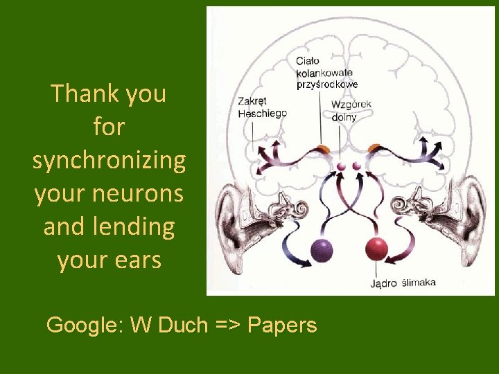 Thank you for synchronizing your neurons and lending your ears Google: W Duch =>