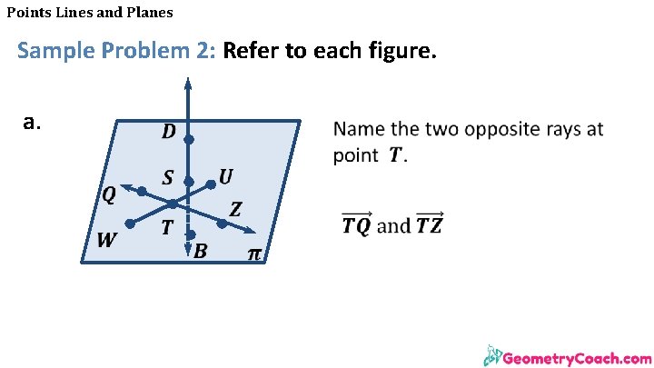 Points Lines and Planes Sample Problem 2: Refer to each figure. a. 