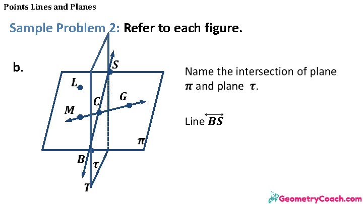 Points Lines and Planes Sample Problem 2: Refer to each figure. b. 