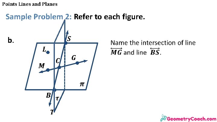 Points Lines and Planes Sample Problem 2: Refer to each figure. b. 