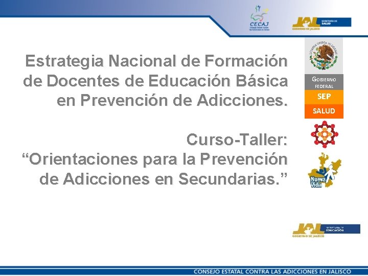 Estrategia Nacional de Formación de Docentes de Educación Básica en Prevención de Adicciones. Curso-Taller: