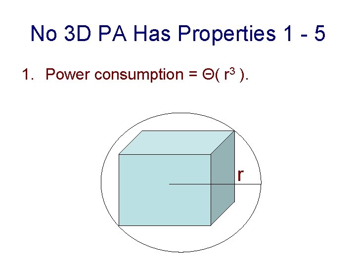 No 3 D PA Has Properties 1 - 5 1. Power consumption = Θ(