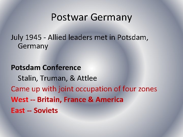 Origins of the Cold War After WWII Germany