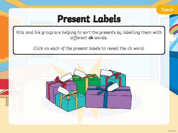 Labelling Present Lets practise Sams Sounds and Common Exception Words