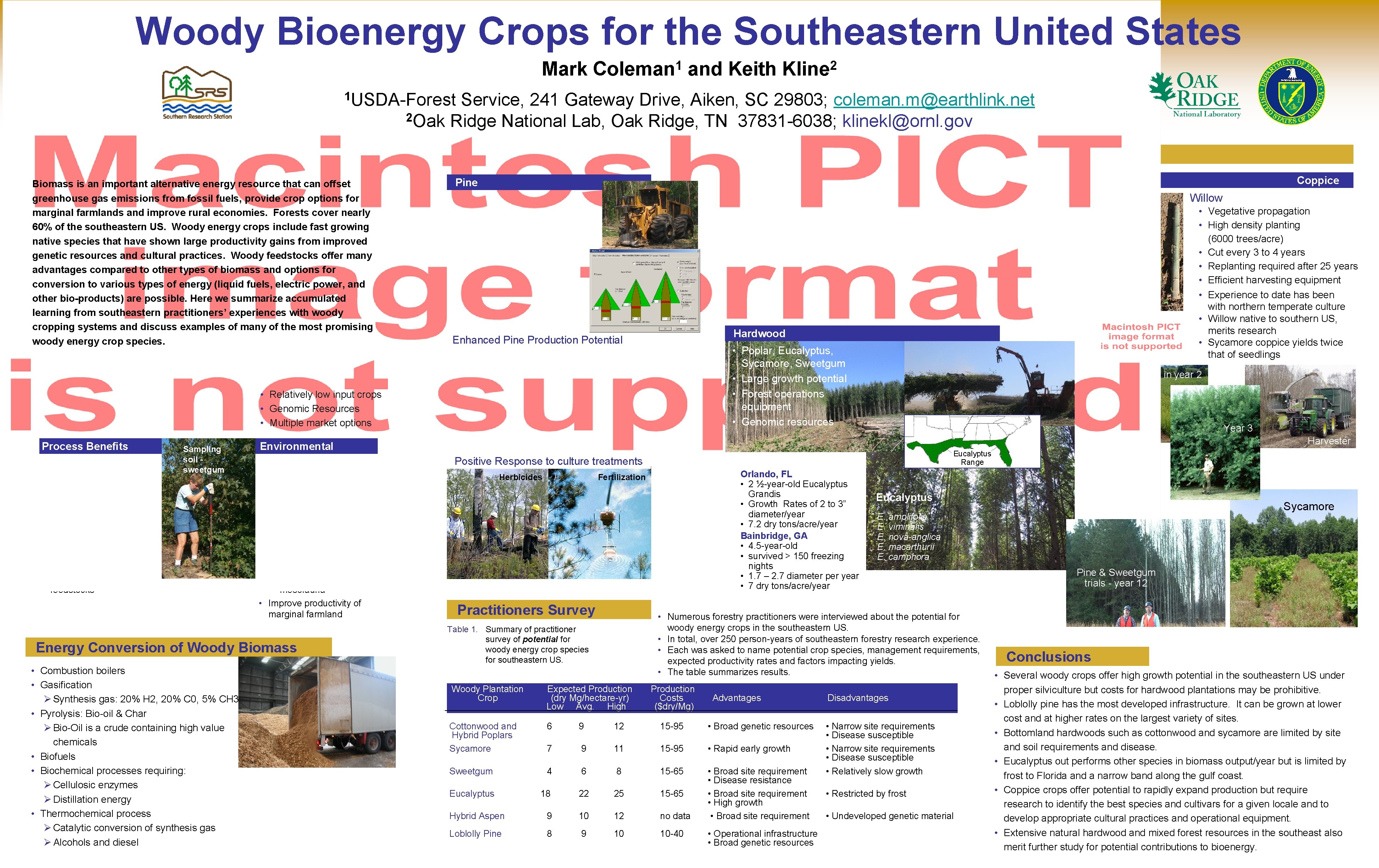 Woody Bioenergy Crops for the Southeastern United States Mark 1 Coleman and Keith 2