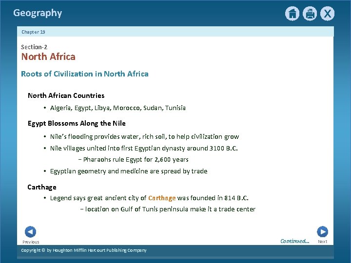 Geography Chapter 19 Section-2 North Africa Roots of Civilization in North African Countries •