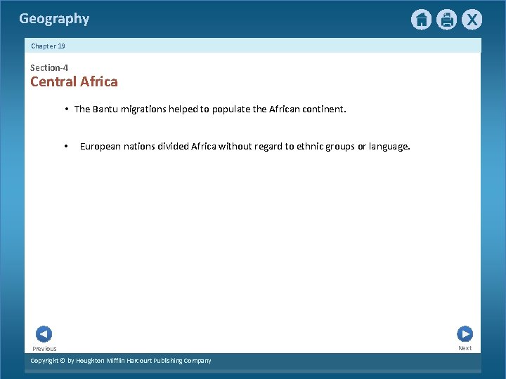 Geography Chapter 19 Section-4 Central Africa • The Bantu migrations helped to populate the