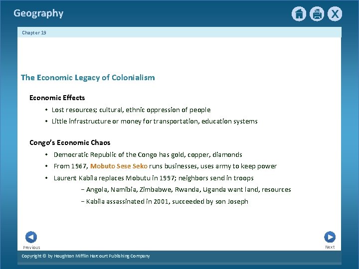 Geography Chapter 19 The Economic Legacy of Colonialism Economic Effects • Lost resources; cultural,