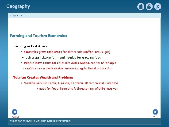 Geography Chapter 19 Farming and Tourism Economies Farming in East Africa • Countries grow