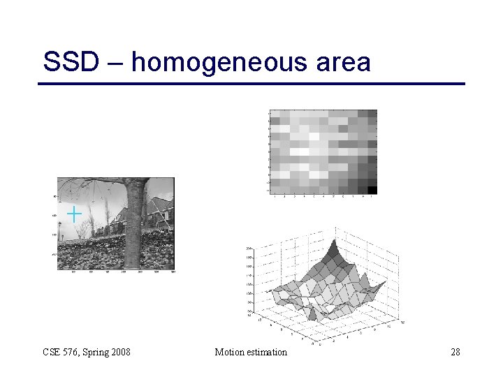 SSD – homogeneous area CSE 576, Spring 2008 Motion estimation 28 