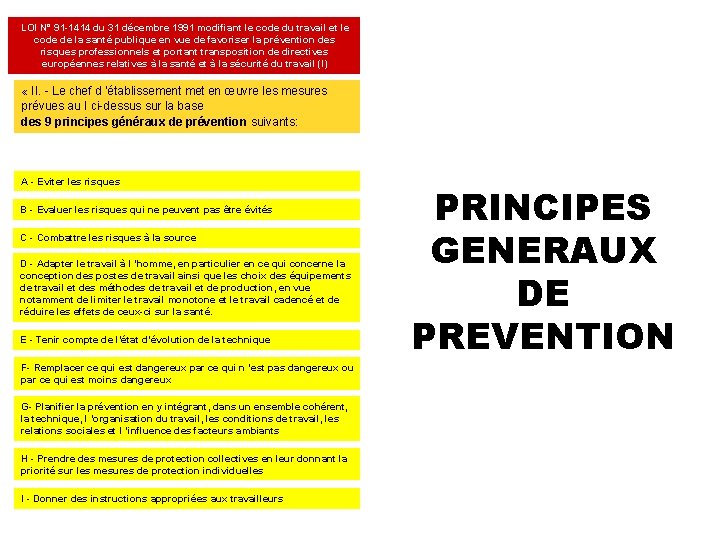 LOI N° 91 -1414 du 31 décembre 1991 modifiant le code du travail et