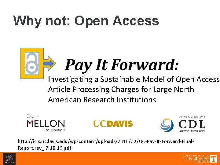 Why not: Open Access Investigating a Sustainable Model of Open Access Article Processing Charges