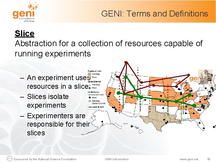 GENI: Terms and Definitions Slice Abstraction for a collection of resources capable of running