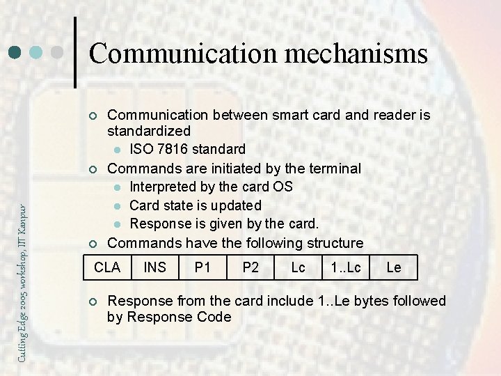 Communication mechanisms ¢ Cutting Edge 2005 workshop, IIT Kanpur ¢ ¢ Communication between smart