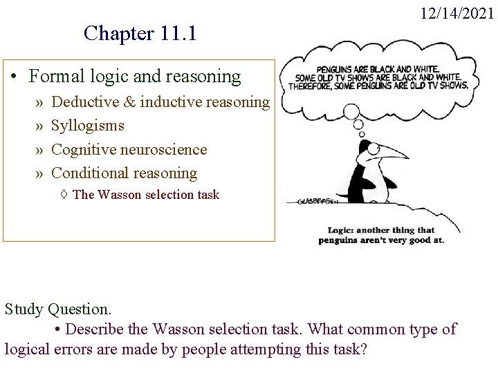 Chapter 11. 1 12/14/2021 • Formal logic and reasoning » » Deductive & inductive