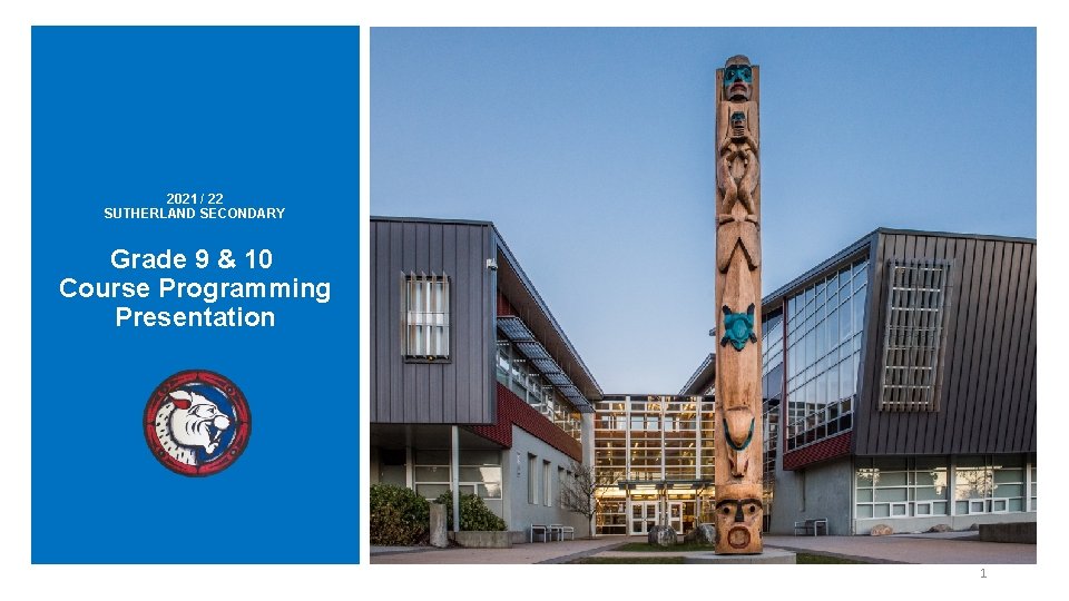 2021 / 22 SUTHERLAND SECONDARY Grade 9 & 10 Course Programming Presentation 1 