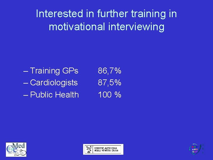 Interested in further training in motivational interviewing – Training GPs – Cardiologists – Public