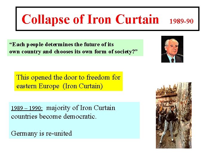 Collapse of Iron Curtain “Each people determines the future of its own country and