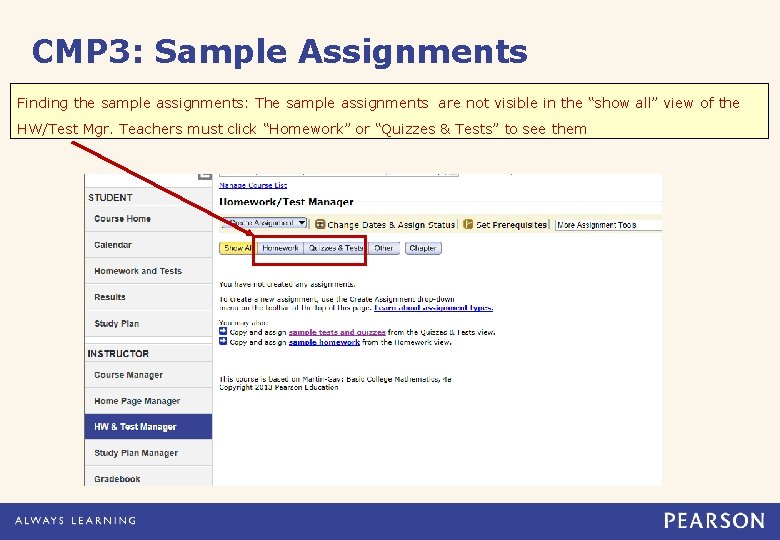 CMP 3: Sample Assignments Finding the sample assignments: The sample assignments are not visible