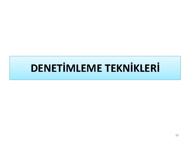 DENETİMLEME TEKNİKLERİ 79 