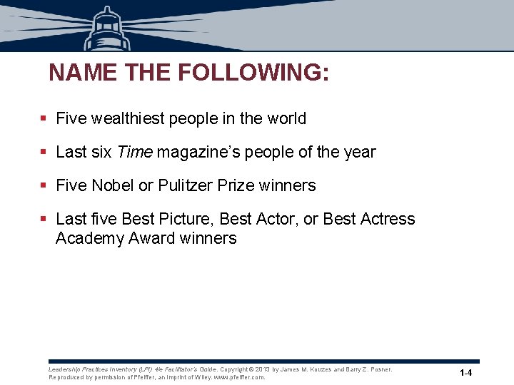 NAME THE FOLLOWING: § Five wealthiest people in the world § Last six Time NAME THE FOLLOWING: § Five wealthiest people in the world § Last six Time