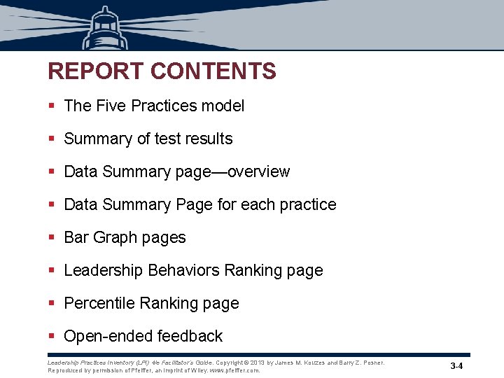 REPORT CONTENTS § The Five Practices model § Summary of test results § Data REPORT CONTENTS § The Five Practices model § Summary of test results § Data