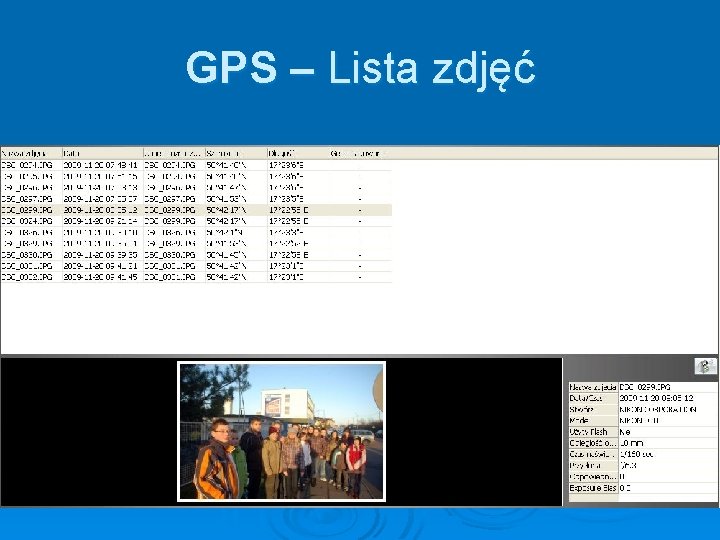 GPS – Lista zdjęć 