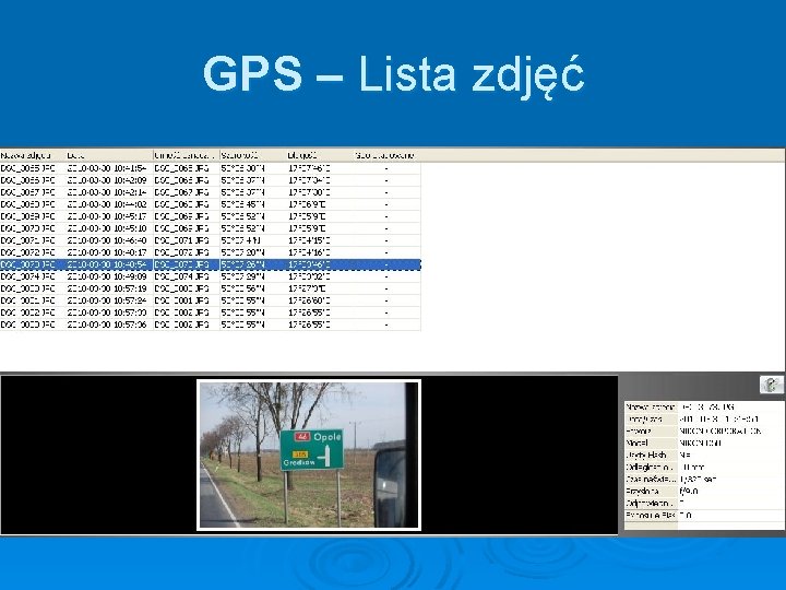 GPS – Lista zdjęć 