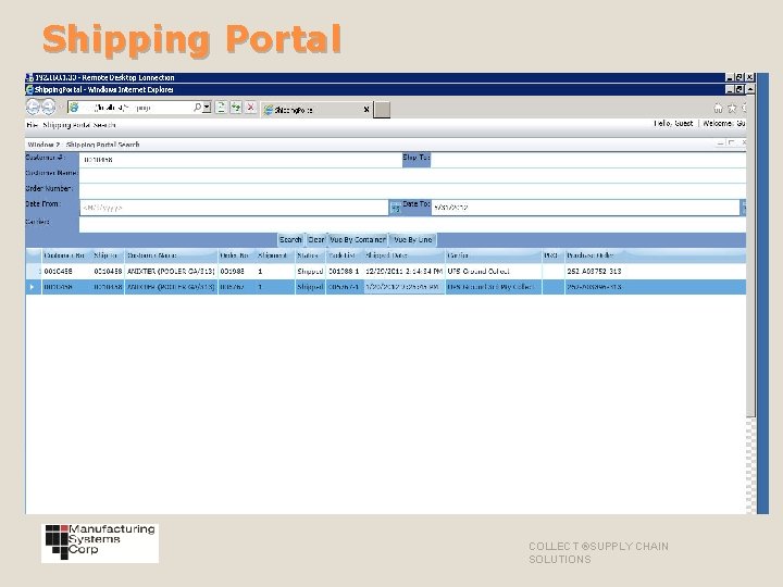 Shipping Portal COLLECT ®SUPPLY CHAIN SOLUTIONS 