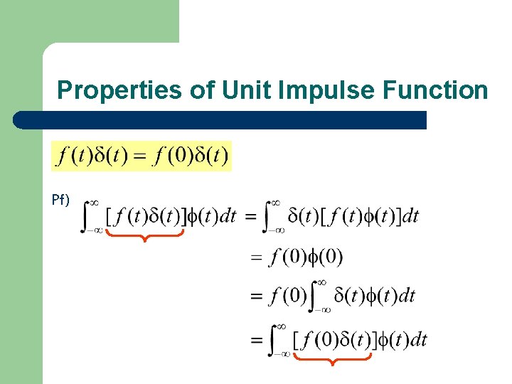 Properties of Unit Impulse Function Pf) 