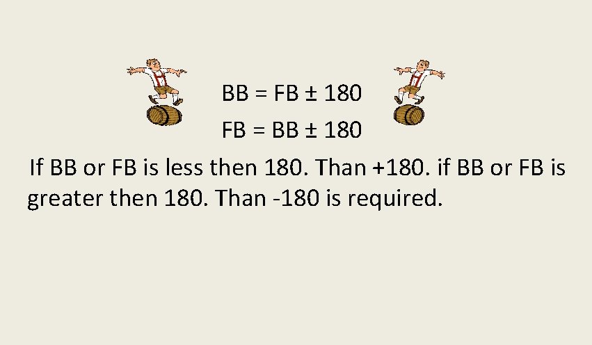 BB = FB ± 180 FB = BB ± 180 If BB or FB
