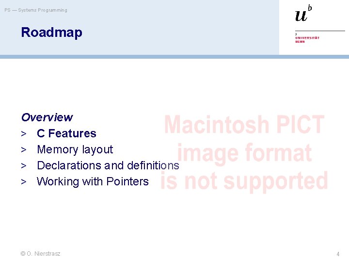 PS — Systems Programming Roadmap Overview > C Features > Memory layout > Declarations